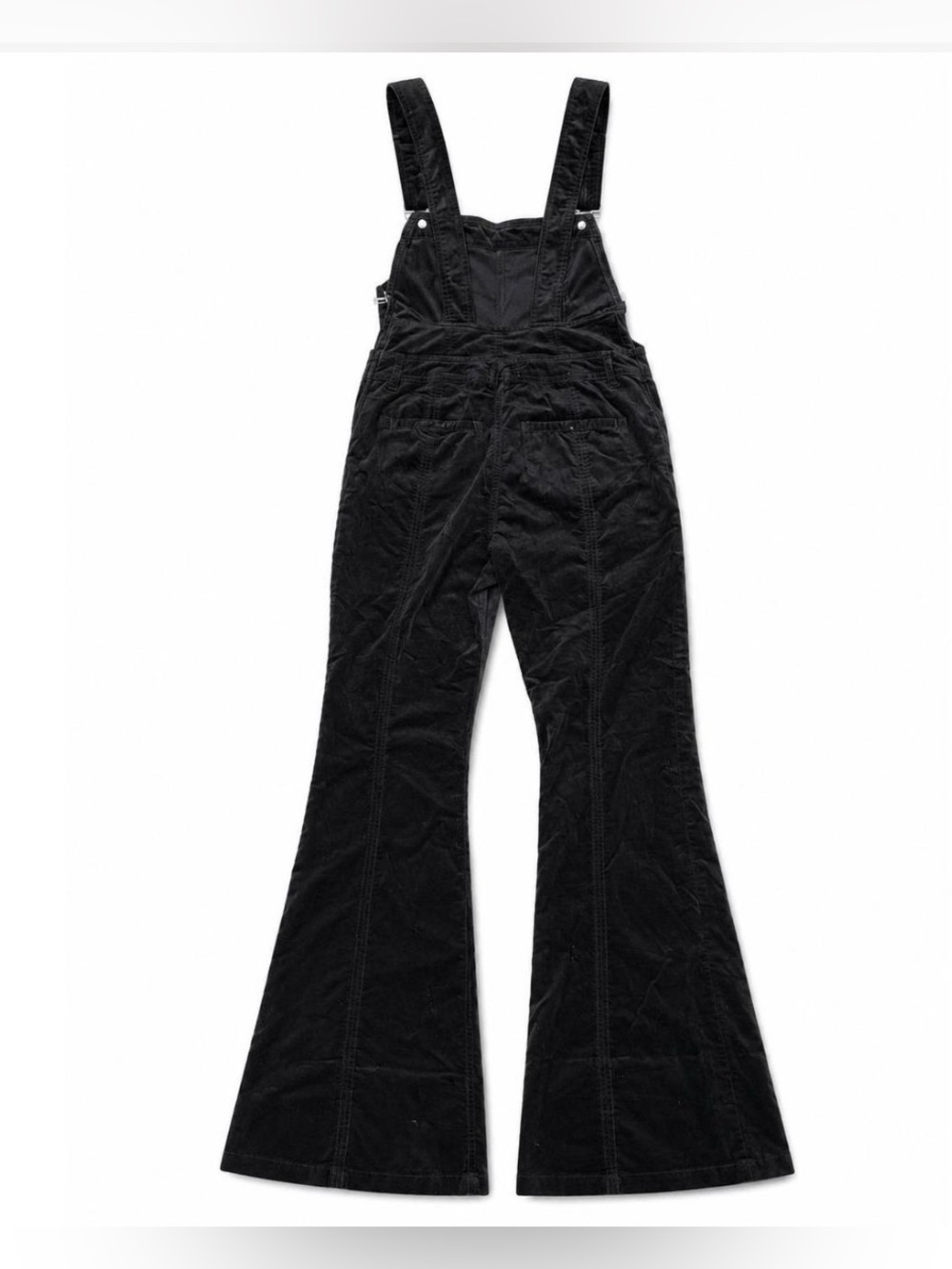 Pilcro Black Fit Flared Velvet Overalls 27 - Picture 4 of 14